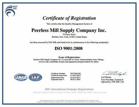 Peerless ISO Certification
